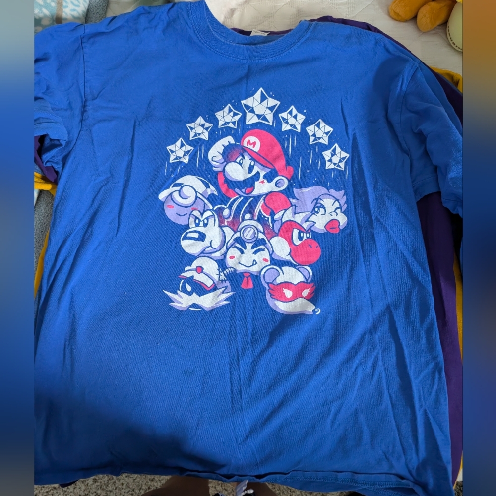 Mario Heroes Blue Graphic T-Shirt